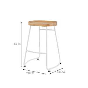 Modern White Metal Backless Counter Stool with Wood Seat (Set of 2)