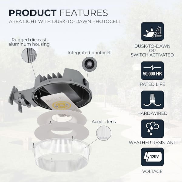 HALO ALB 250-Watt Equivalent Integrated LED Gray Dusk to Dawn Area