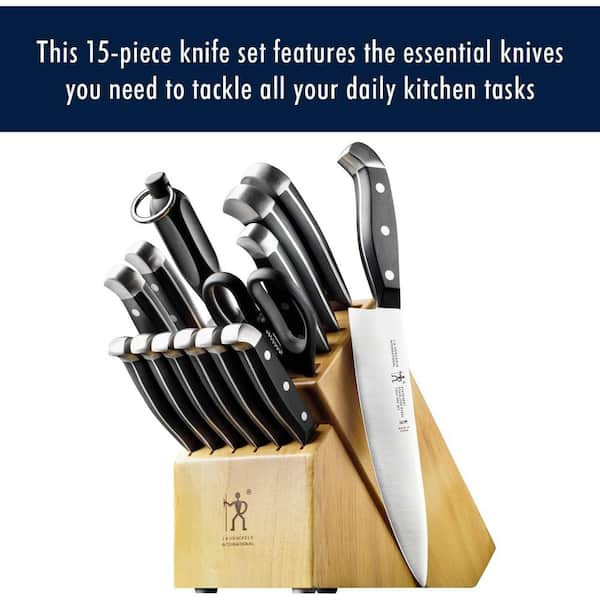 Aoibox 15-Piece Razor Sharp Kitchen Knife Set with Wooden Knife Block, Stainless Steel Blade, Natural