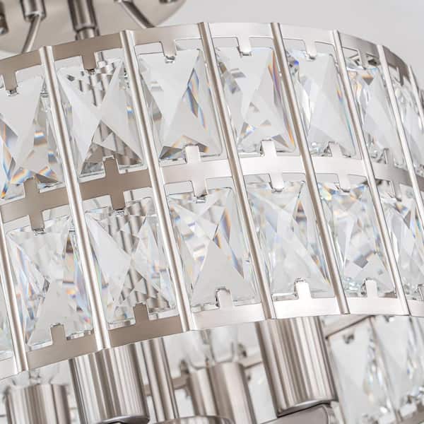 Rennnsan Madeline 12.59 in. 4-Light Round Chrome Drum Semi Flush