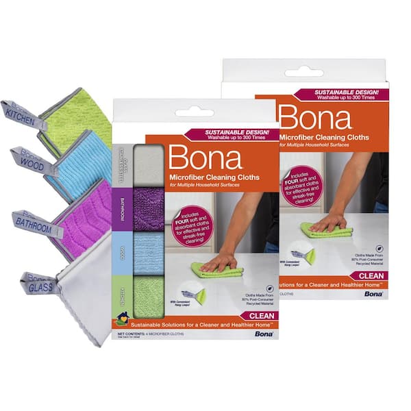 Bona 11.8 in. x 11.8 in. Microfiber Cleaning Cloth 4-count (2-Pack)