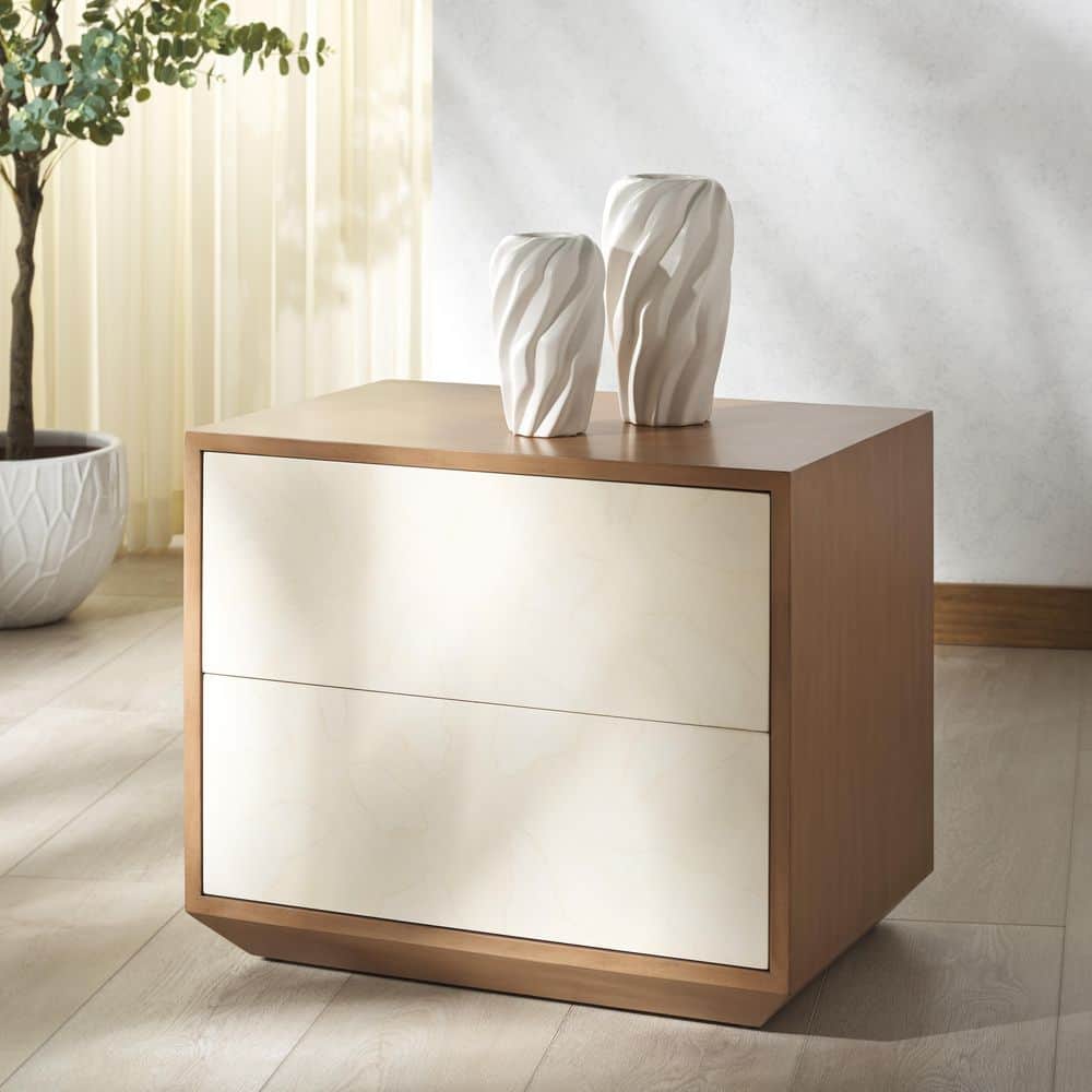 Edalina Natural/White 2 Drawer Nightstand price history on PriceWatchPro