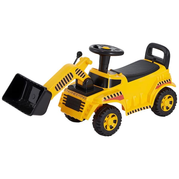 Ride-On Excavator Toy for Toddlers, Foot-to-Floor Bulldozer with Under-Seat Storage, Suitable for Ages 19-36 Months