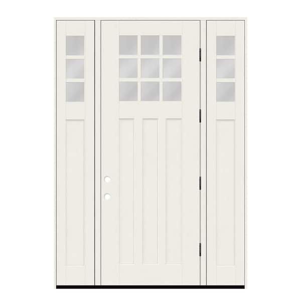 Regency 68 in. x 96 in. LHOS 1/4 9L-SDL Clear Glass Primed Fiberglass Prehung Front Door with 14in-1/4Top SLs 6-9/16