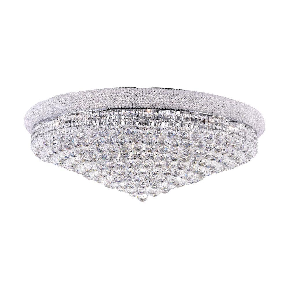 Primo 36" Chrome Flush Mount with Clear Royal Cut Crystals