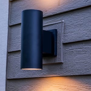 TURRILL Black Matte Outdoor Wall Cylinder Light Up Down