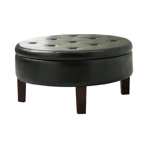 Coaster Dark Brown Tufted Lift Top Storage Ottoman