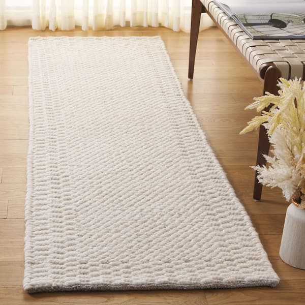 Natura 2 ft. x 8 ft. Ivory Geometric Runner Rug