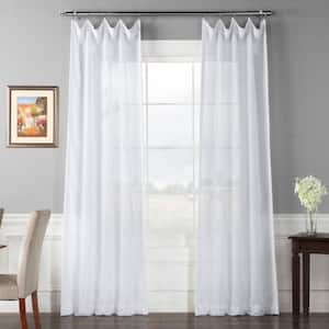 White Solid Double Layered Rod Pocket Sheer Curtain - 50 in. W x 120 in. L (1 Panel)