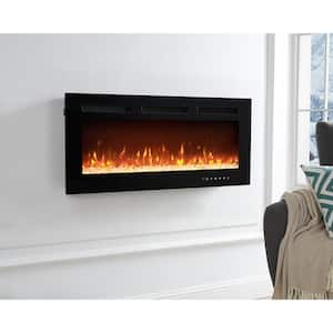 Homestock 40 In. Black Electric Fireplace Wall Mounted Fireplace Led 