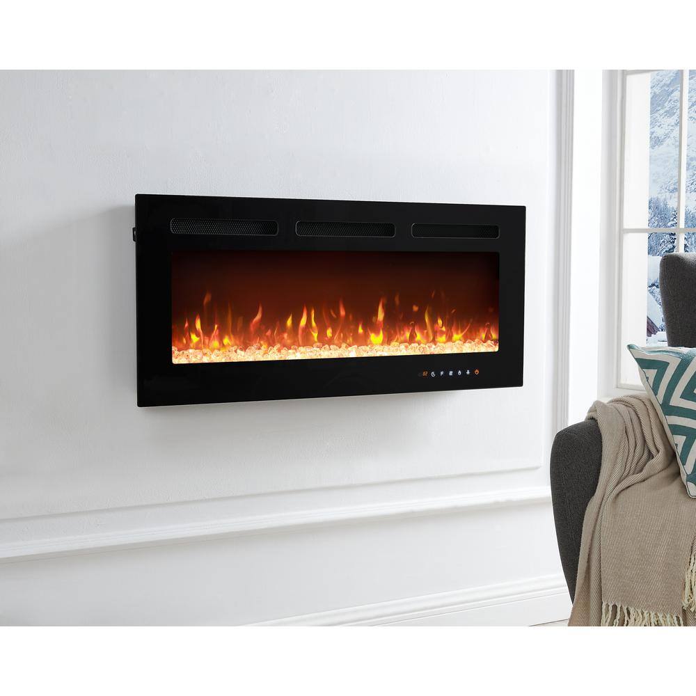 Alice 30" Black Wall Mounted Electric Fireplace with LED Display