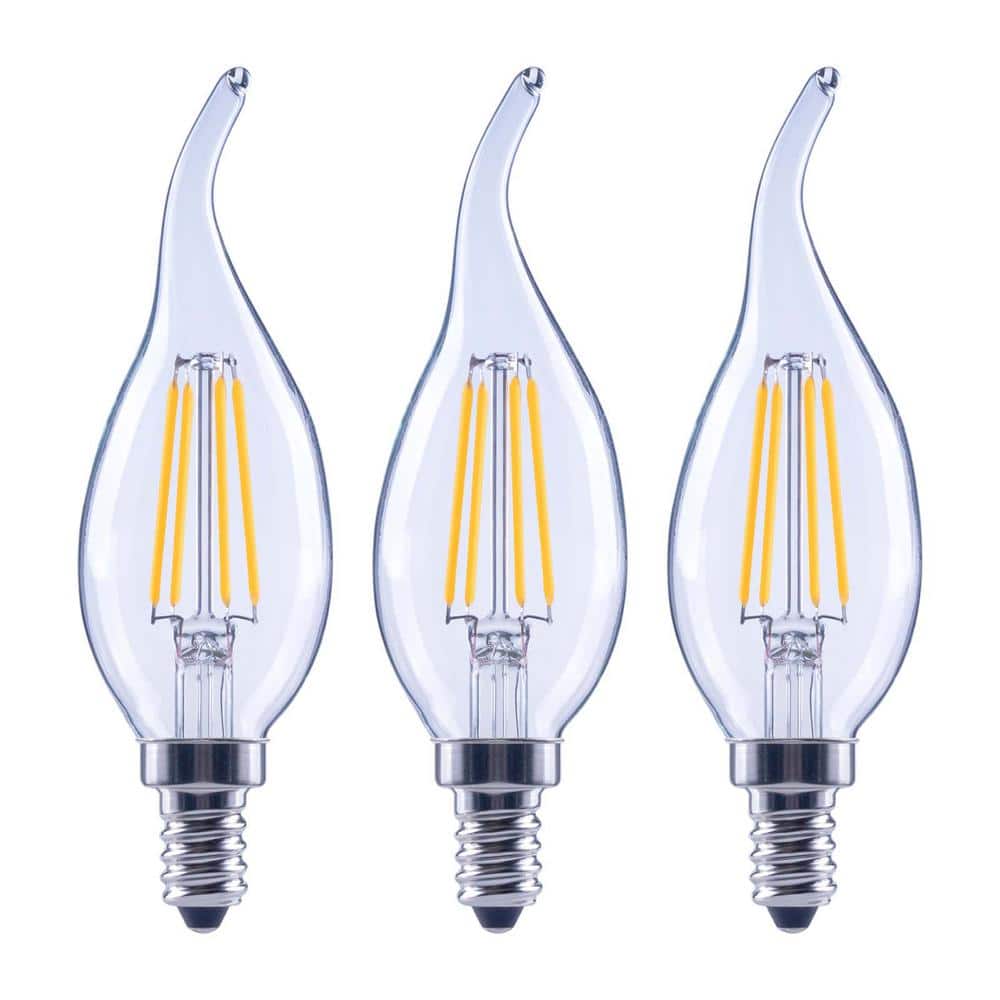 60-Watt Equivalent B11 Dimmable Candelabra Flame Bent Tip Clear Glass LED Vintage Edison Light Bulb Soft White (3-Pack) price history on PriceWatchPro