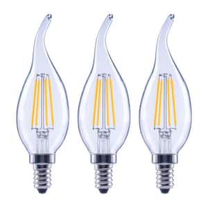 40-Watt Equivalent B11 Dimmable E12 Candelabra Flame Bent Tip Clear Glass LED Vintage Edison Light Bulb Daylight(3-Pack)