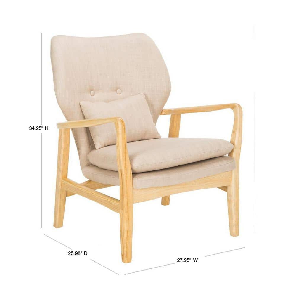 Tarly Beige Natural Elm Wood Transitional Arm Chair