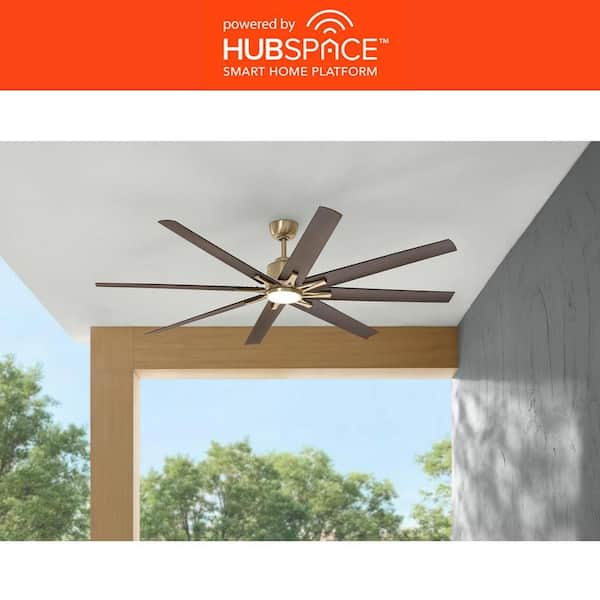 Kensgrove II 72 in. Smart Indoor/Outdoor Gold Ceiling Fan with Adjustable White with Remote Included Powered by Hubspace