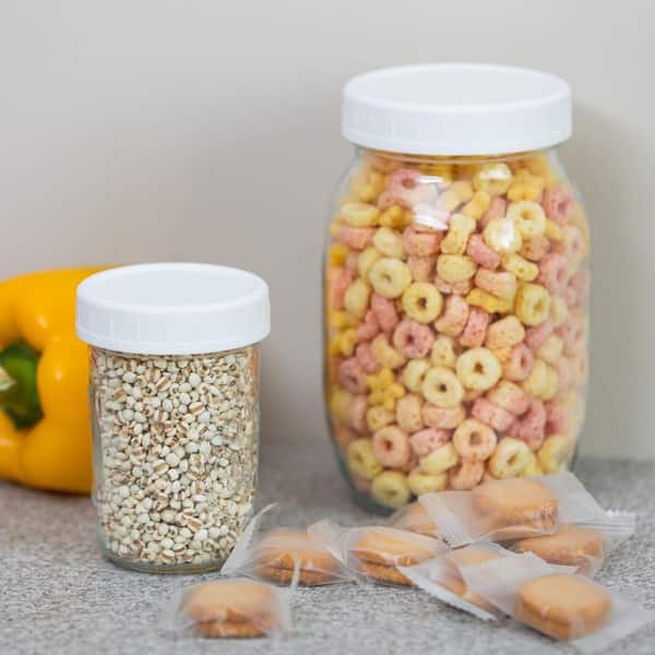 Upgraded Leak-Proof Food Storage Lids with Silicone Ring, Thickened Plastic Regular Mouth Mason Jar Lids 14-Pack