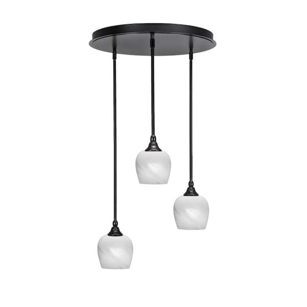 Unbranded Villa 3 Light Espresso Pendant, Cluster Pendant Light with 6 in. White Marble Glass Shades, No bulb Included