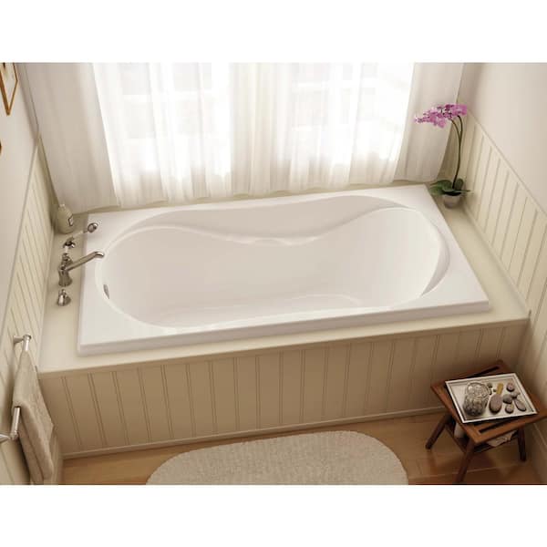 Velvet 66 in. x 36 in. Acrylic End Drain Rectangular Drop-in Soaking Bathtub in White
