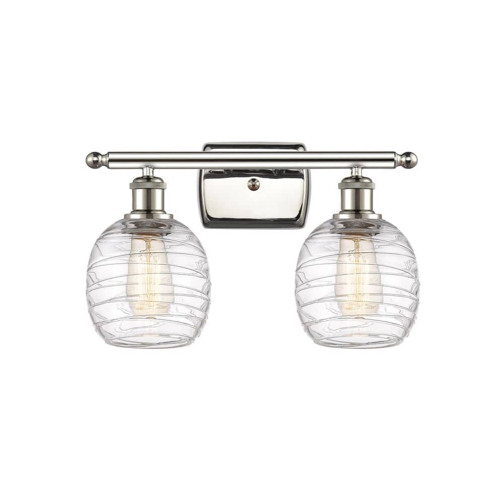 Belfast 16 in. 2-Light Polished Nickel Vanity Light with Glass Shade price history on PriceWatchPro