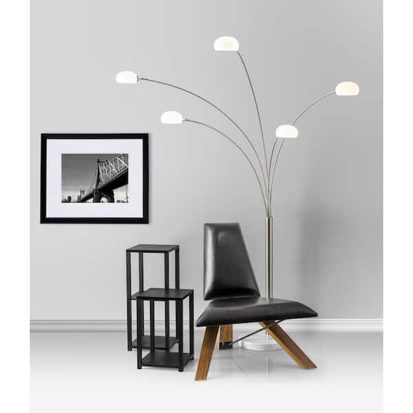 Adesso Luna 86 In Satin Steel Arc Lamp, Hovnas Floor Lamp Assembly