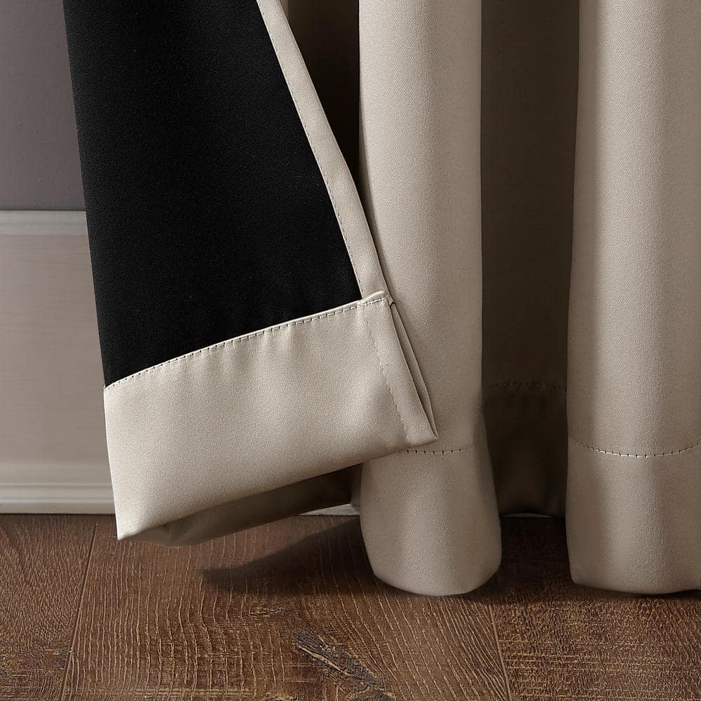 Stone Polyester Blackout Rod Pocket Curtain Panel, 52" x 84"