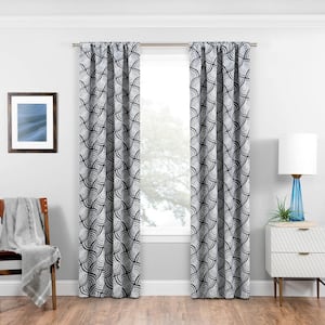 Benchley Charcoal Fan Pattern Polyester 37 in. W x 63 in. L Blackout Single Rod Pocket Curtain Panel