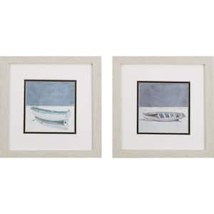 11 in. X 11 in. Boats Watercolor Wooden Wall Art (Set of 2)