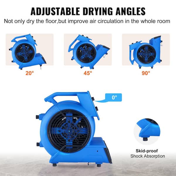 SKYSHALO Floor Blower 19.3 in. 3 Speeds Blower Fan in. Blue