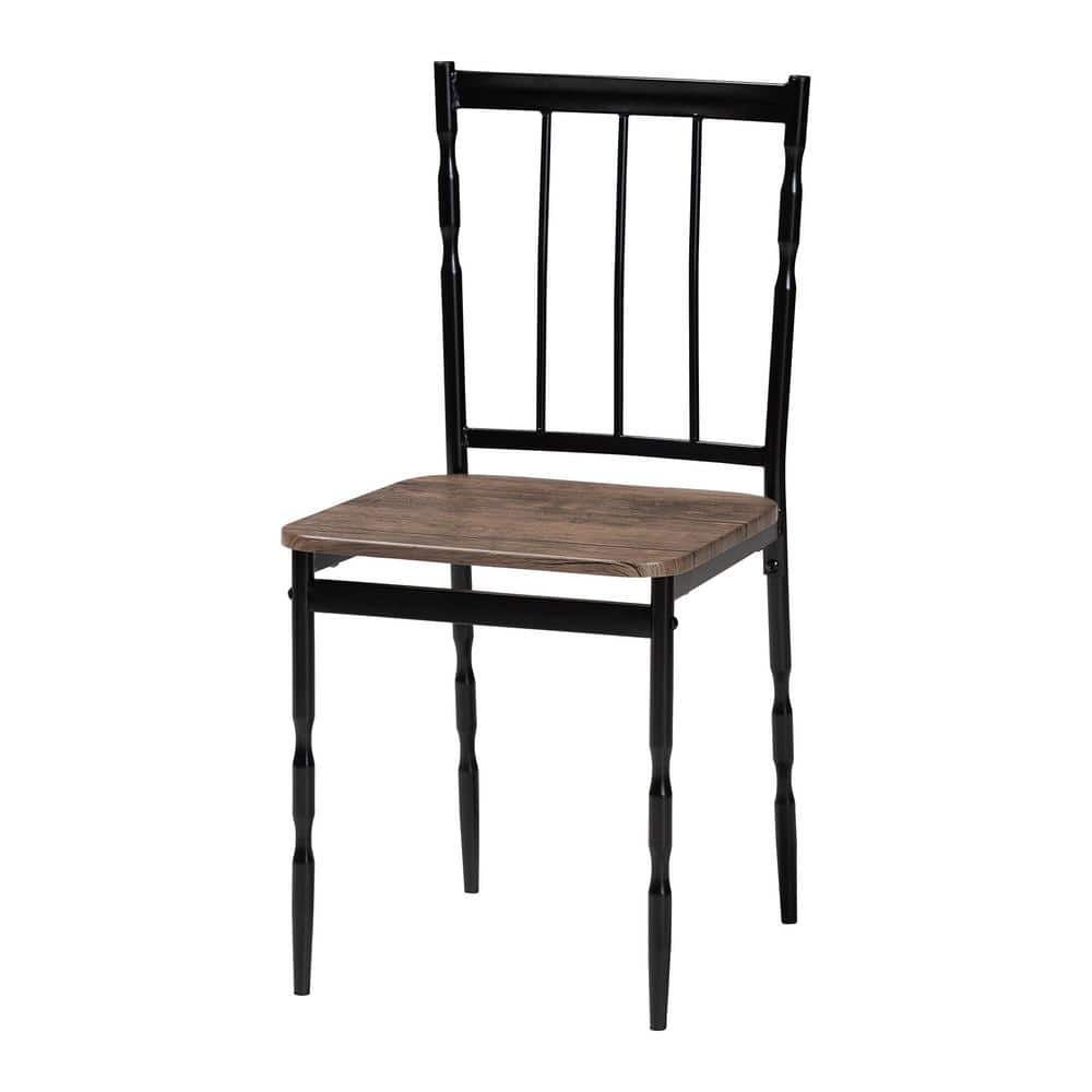 Nevan Brown Wood and Black Metal 5-Piece Dining Set