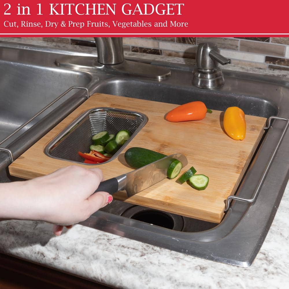 13.2in x 11.5in 2 in 1 Cutting Board with Strainer - thumbnail 3
