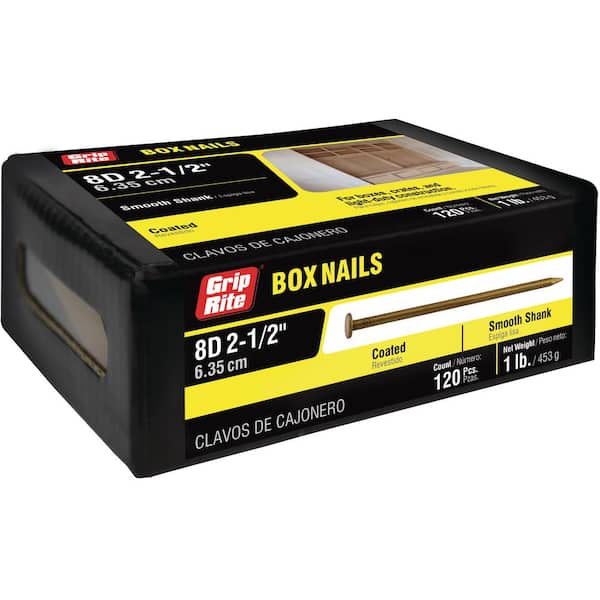 Grip-Rite 2-1/2 in. x 11-1/2-Gauge 8-penny Vinyl Coated Smooth Shank Box Nails 1 lb. Box