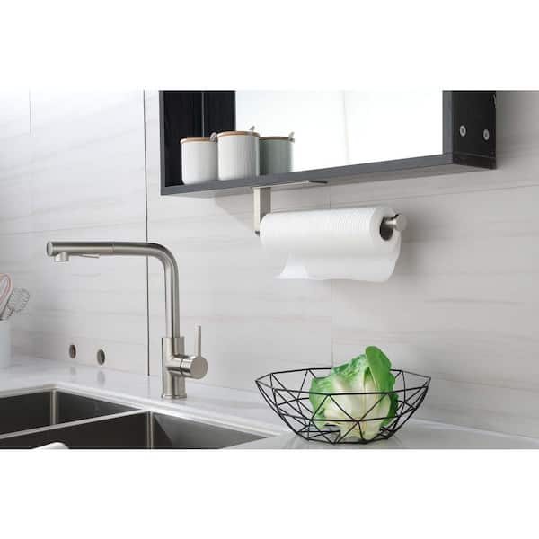 Paper Towel Holder - Self-Adhesive or Drilling, Gold Wall Mounted Paper  Towel Rack Under Cabinet for Kitchen, Upgraded Aluminum Kitchen Roll Holder  
