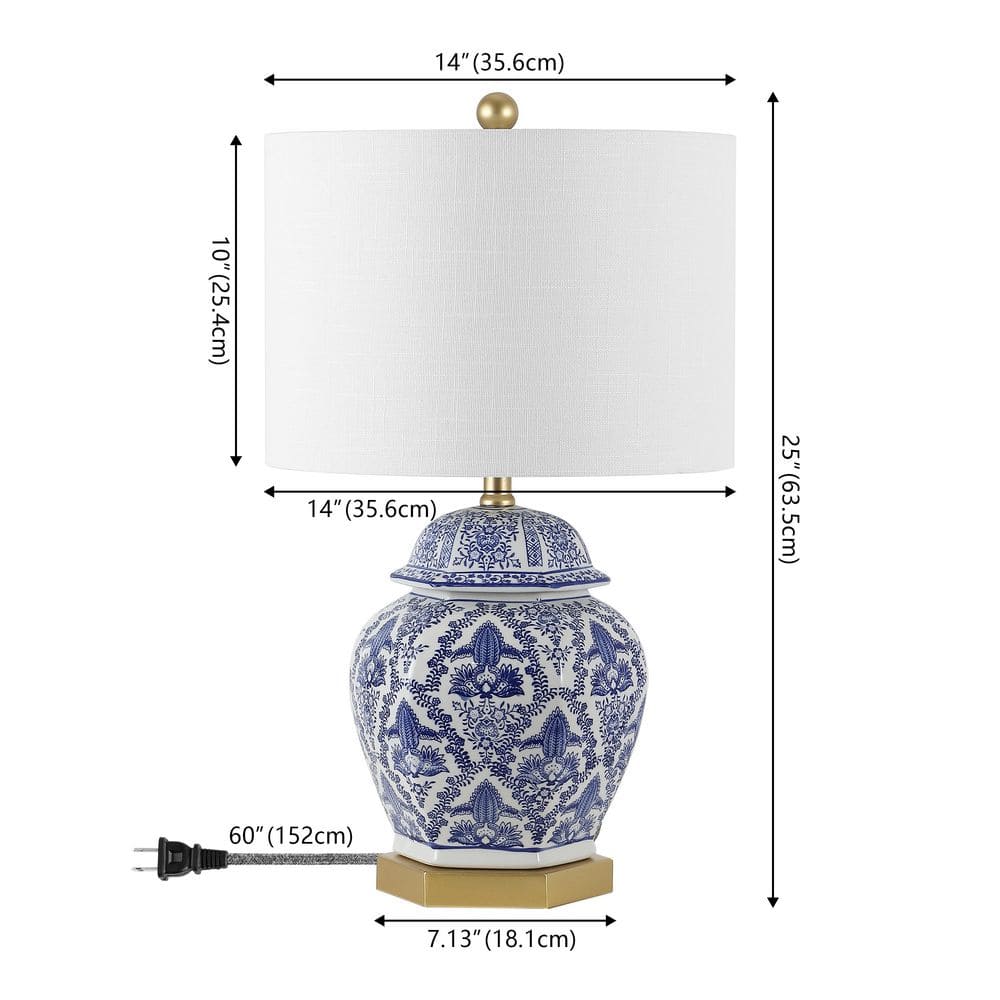 Gretchen 25" Blue and White Ceramic Ginger Jar Table Lamp