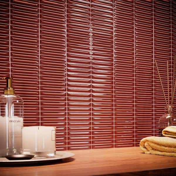 Stria Caramel 7.87 in. x 7.87 in. Glossy Ceramic Stacked Tile Sample