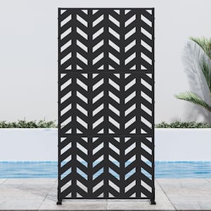 72 in. H x 35 in. W Black Outdoor Metal Privacy Screen Garden Fence Arrow Pattern Wall Applique