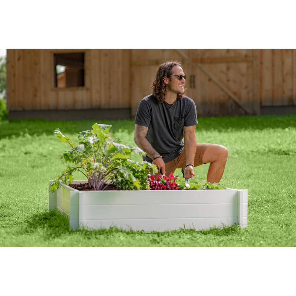 Classic Hudson 48" White Vinyl Raised Garden Bed