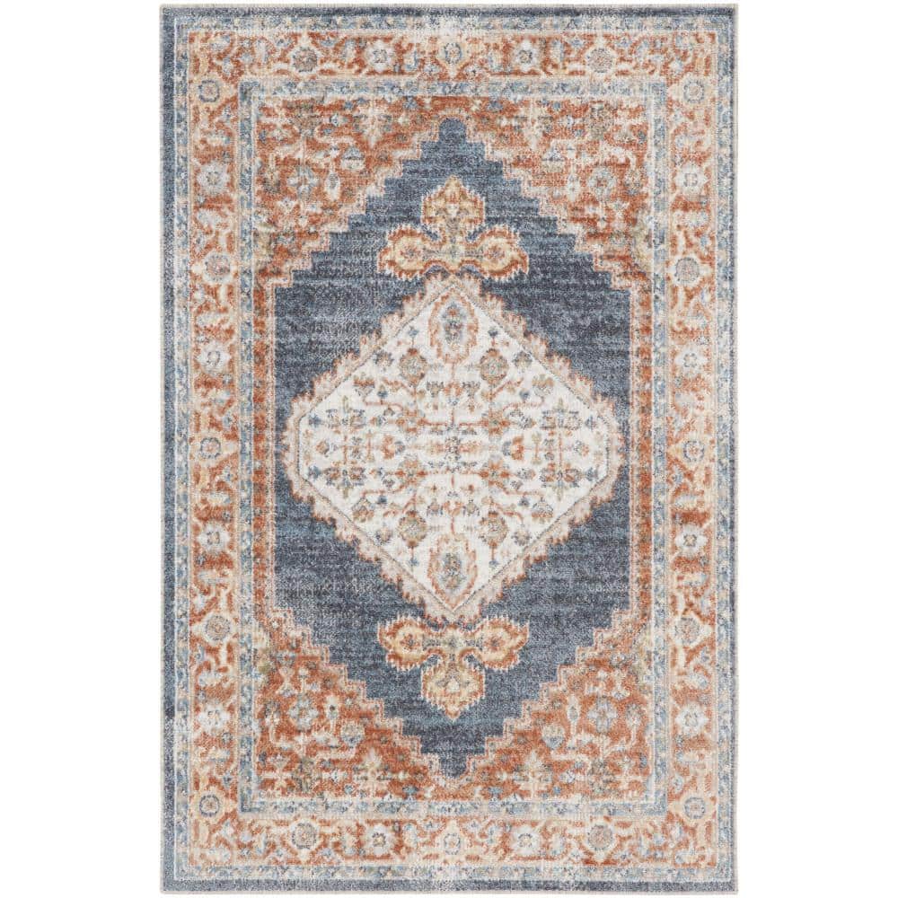 Astra Vintage Persian Orange and Denim Washable Rug