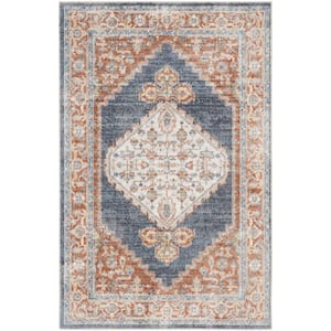 Astra Machine Washable Denim Multicolor 3 ft. x 5 ft. Distressed Traditional Area Rug