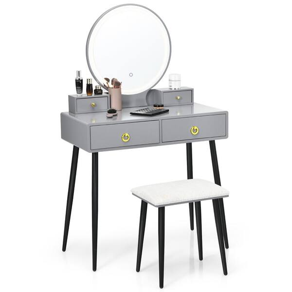 8.5 X 14 X 20 Black Traditional Drawer  Table Mirror