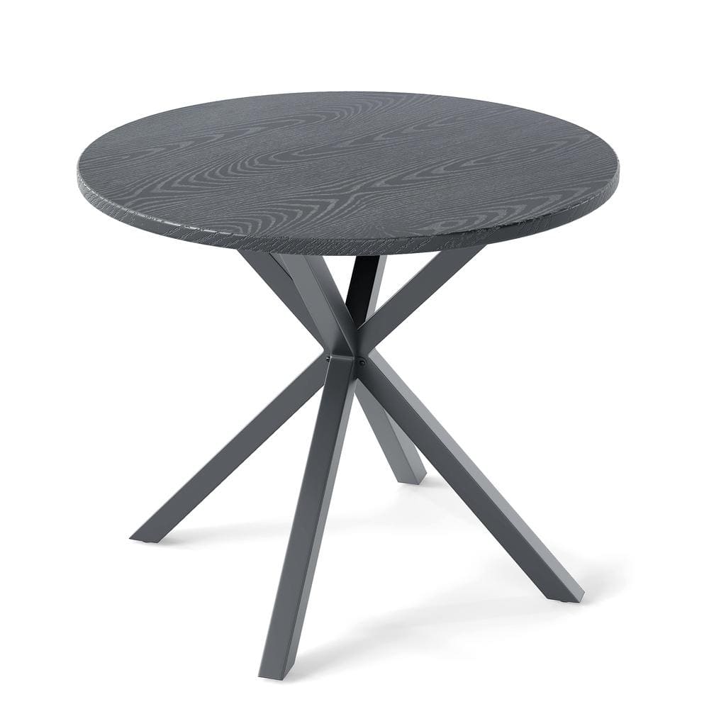 33.5 Inch Round Patio Bistro Table with Wood-Like Top and X-Shaped Legs-Gray price history on PriceWatchPro