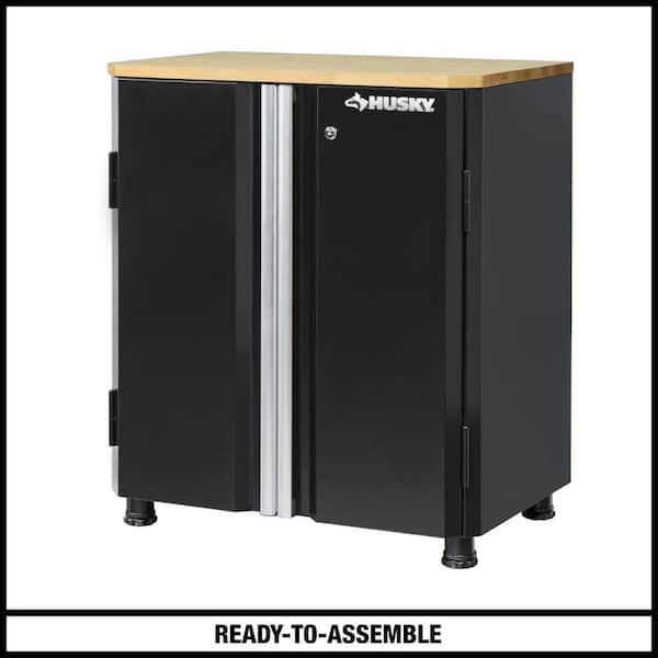 Husky Ready-to-Assemble 24-Gauge Steel 2-Door Garage Base Cabinet in Black (28 in. W x 32.8 in. H x 18.3 in. D)