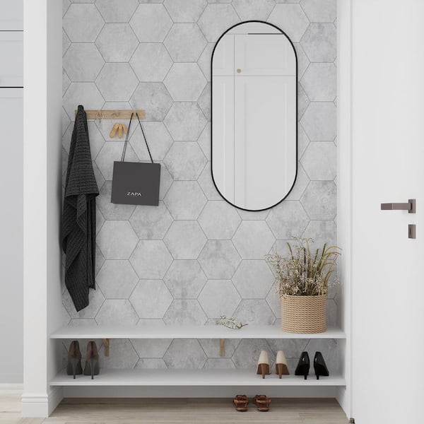 Zenith 4 in. x 5 in. Matte Soft White Porcelain Hexagon Wall and Floor Tile Sample