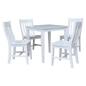 5-Piece 30 in. White Square Dining Table with 4-Cafe Chairs