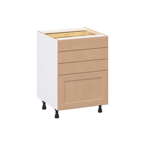 Lakewood Sugar Cookie Shaker Assembled Base Kitchen Cabinet with 4 Drawers (24 in. W x 34.5 in. H x 24 in. D)