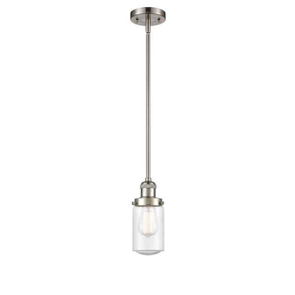 Innovations Dover 1-Light Brushed Satin Nickel Drum Pendant Light with Seedy Glass Shade