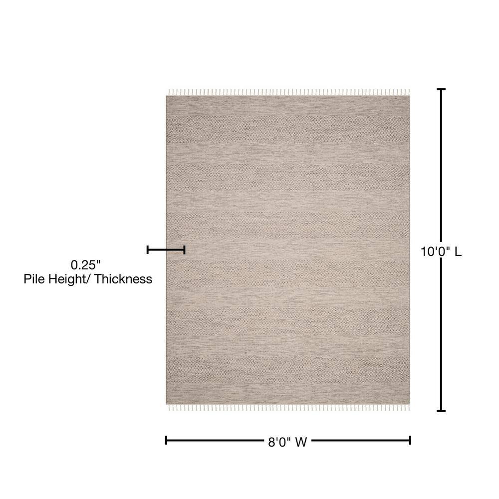 Ivory and Steel Grey Handwoven Cotton Area Rug