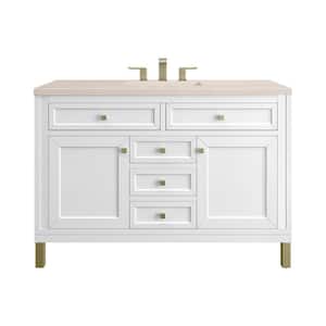 Chicago 48.0 in. W x 23.5 in. D x 34 in. H Bathroom Vanity in Glossy White with Eternal Marfil Quartz Top