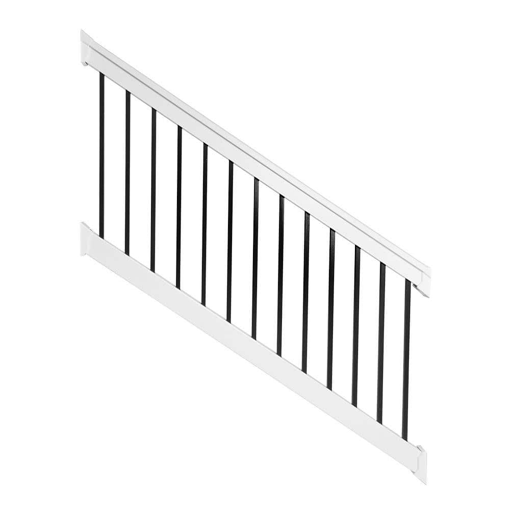 Weatherables Vilano 3.5 ft. H x 8 ft. W White Vinyl Stair Railing Kit ...