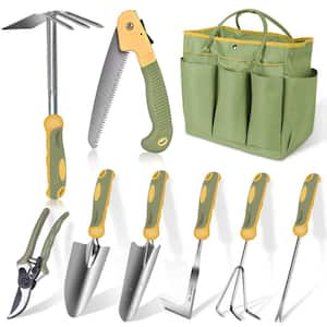 FiveJoy Garden Tool Set, 11 Piece Aluminum Alloy Hand Tool Starter Kit with  Garden Bag, Outdoor , Heavy Duty Gardening Work Set with Ergonomic