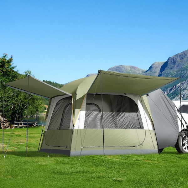 BOZTIY SUV Tent for Camping Car Camping Tent Waterproof PU3000mm SUV Tailgate Tent for Outdoor, Green